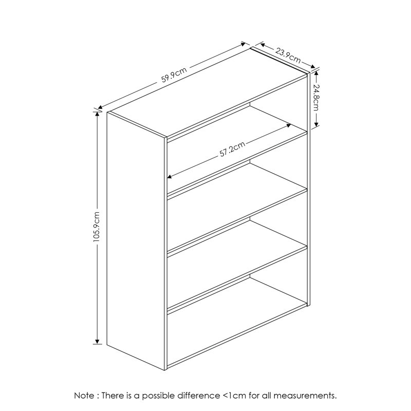 105.9cm H x 59.9;59.9cm W Standard Bookcase, French Oak Grey