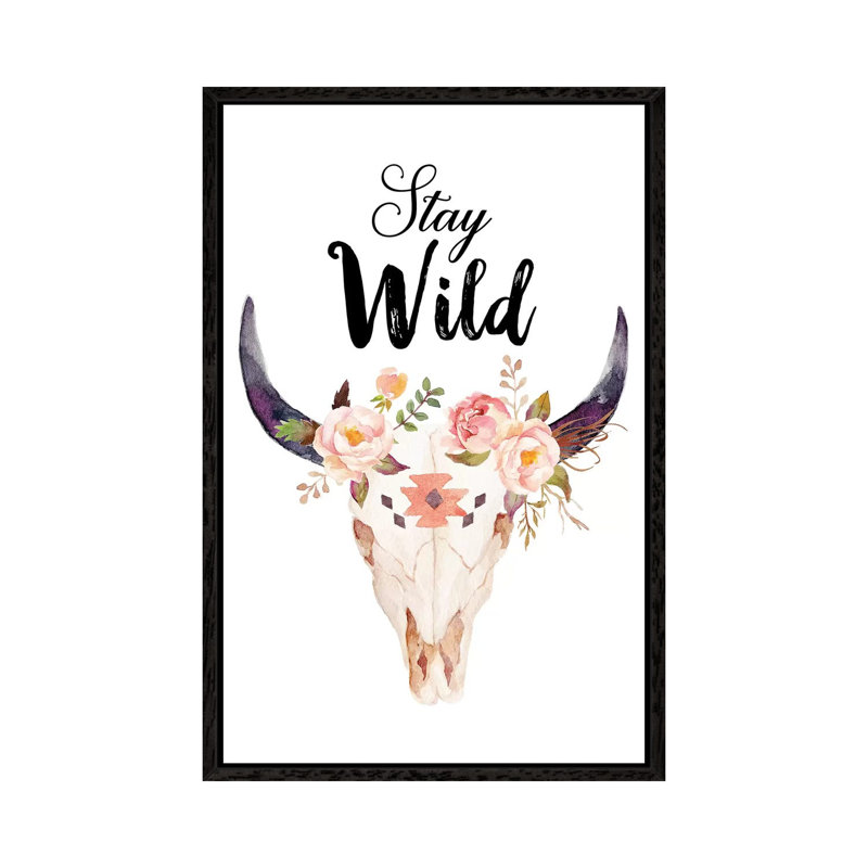 Stay Wild - Print on Canvas, 101.6cm H x 66.04cm W x 3.81cm D, Black Framed