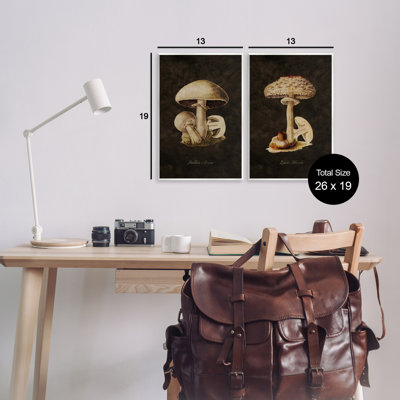 Vintage Mushrooms on Black Wall Plaque Art Set by Tina Higgins Designs, Inc.