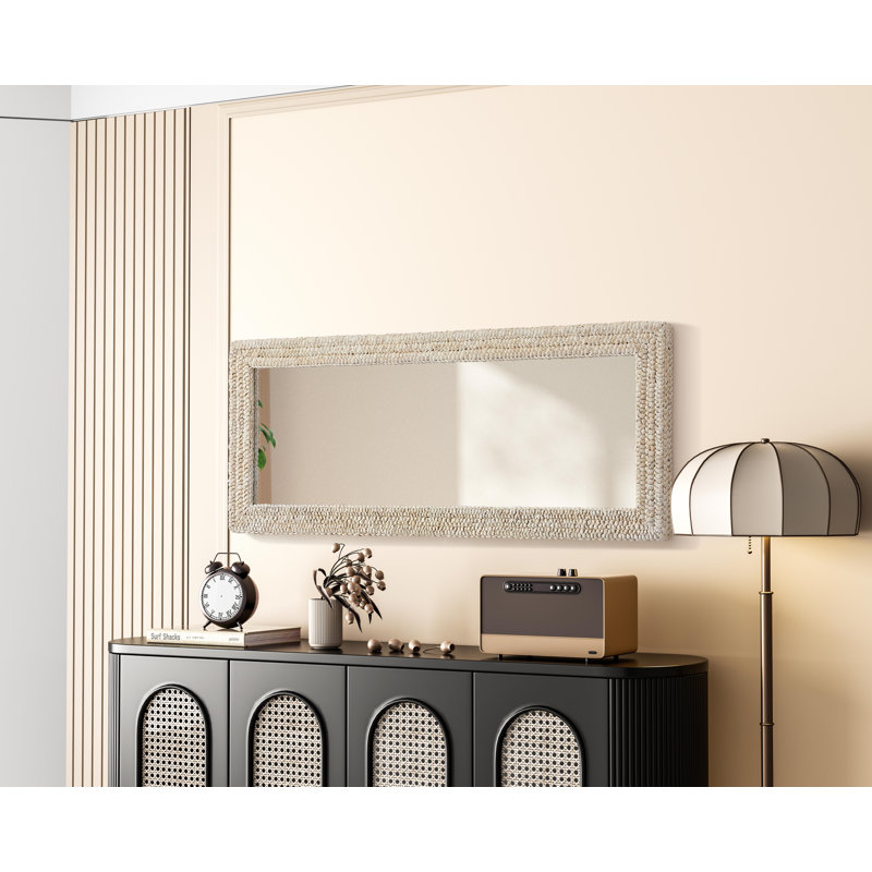 Dennard Cornhusk Mirror in Linen White, 60" x 24"