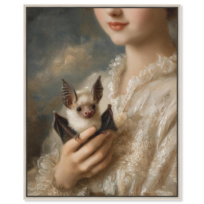 Bat Friend Framed Canvas Print Vintage Wall Art by Art Remedy, Silver Frame, 36 x 45