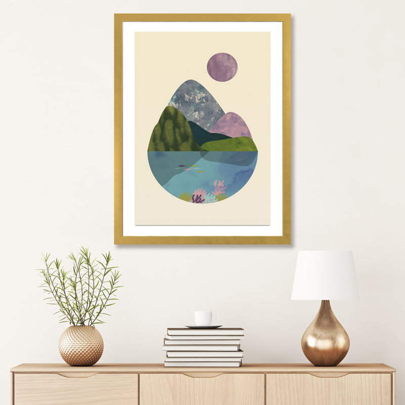 " Summer " by Flatowl, 32" H x 24" W x 1" D, Gold Framed Fine Art Paper