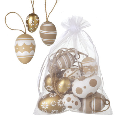 Painted Eggs In Organza Bag Set 16