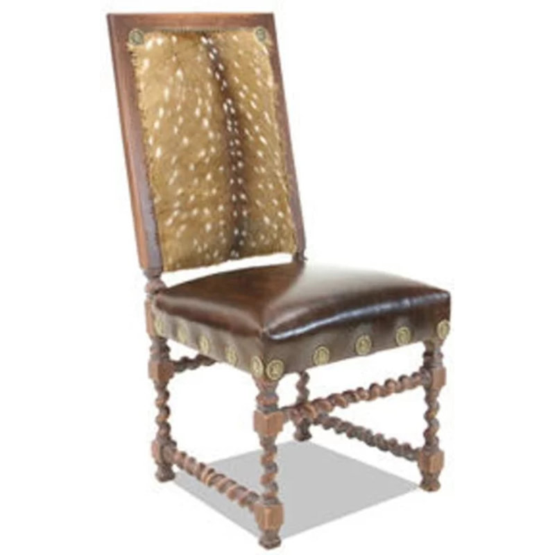 Leather Side Chair, Croc Gator Brown, Brushy Bayou, Old Gold E