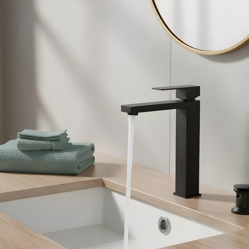 Single Hole Bathroom Sink Faucet With Pop Up Drain and Single Hole, Black
