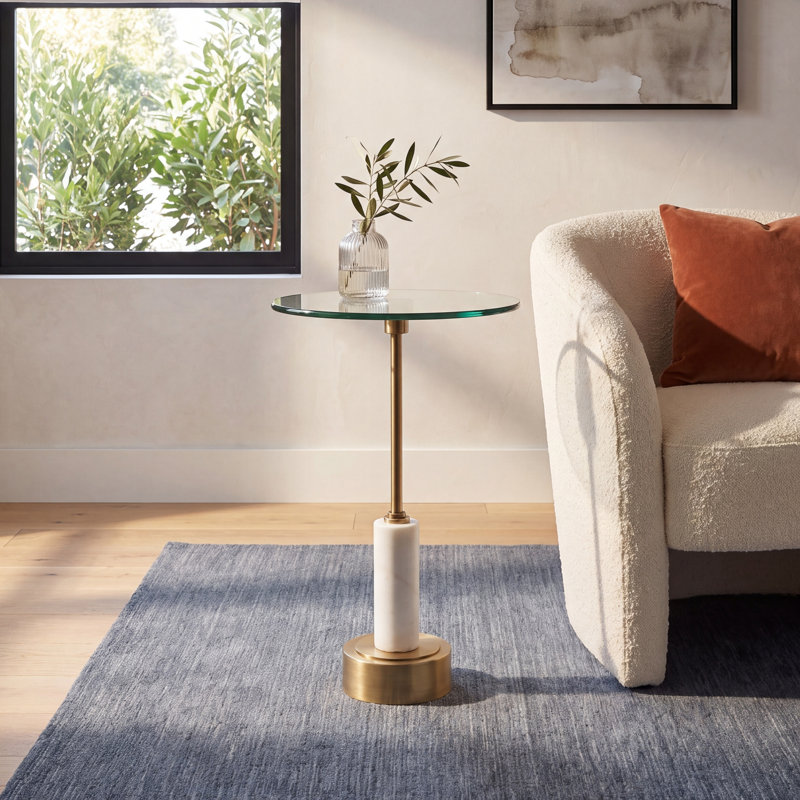 Leone Glass Top End Table