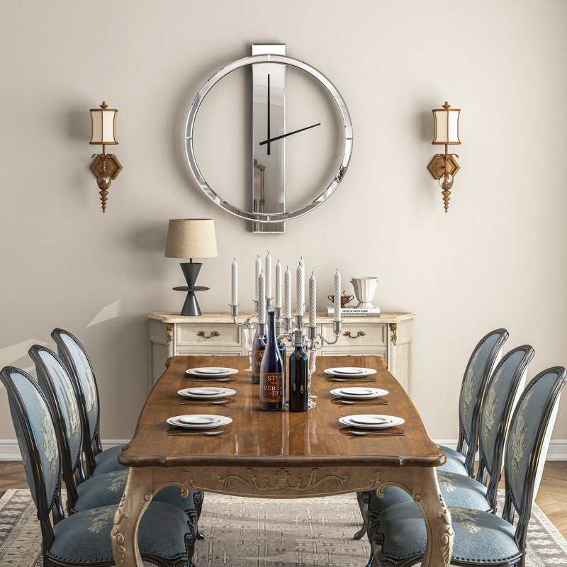 Mirrored Glass Wall Clock, Large Wall Clock 60x80cm, Silver