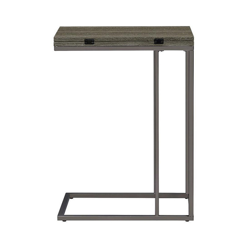 Expandable C-Shaped Side Table, Weathered Grey