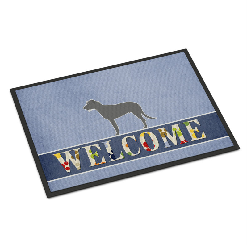 Welcome Non-Slip Outdoor Door Mat, Irish Wolfhound, Rectangle 2' x 3'