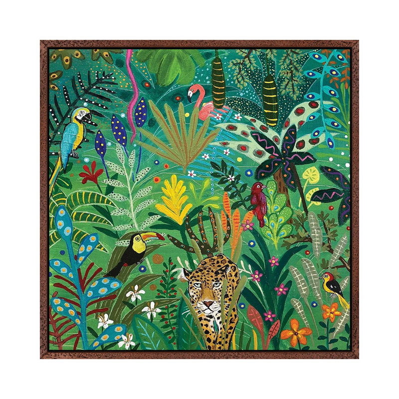 Here Comes The Jaguar by Magali Modoux - Gallery-Wrapped Canvas Giclée on Canvas, Classic Wood Floater Framed