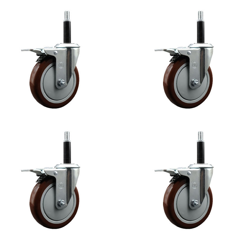 Jeu de roulettes extensibles 5 po, Marron
