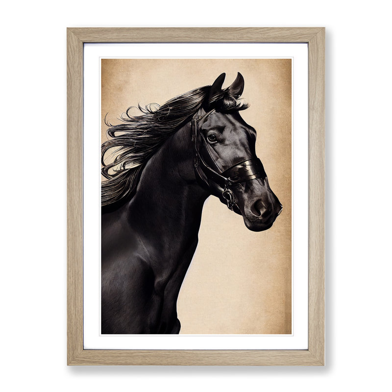 Beautiful Horse - Single Picture Frame Print, 64cm H x 46cm W x 2cm D, Oak Framed
