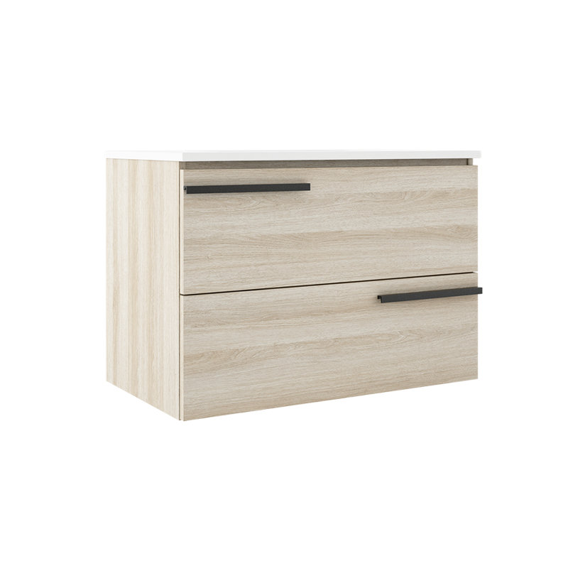 Meuble-lavabo mural deux tiroirs 31 po Accent - Chêne blanc, Chêne blanc