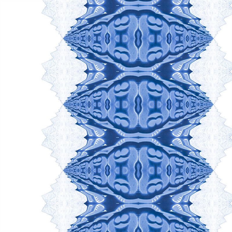 Lou | Papier peint à rayures surréelles, Bleu / blanc