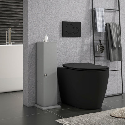 Toilet Paper Cabinet, Small Bathroom Corner Floor Cabinet With Doors And Shelves, Thin Storage Bathroom Organizer For Paper Shampoo