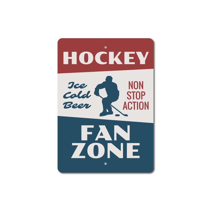 Enseigne de hockey en aluminium, H 18 po x l 12 po x P 0,06 po