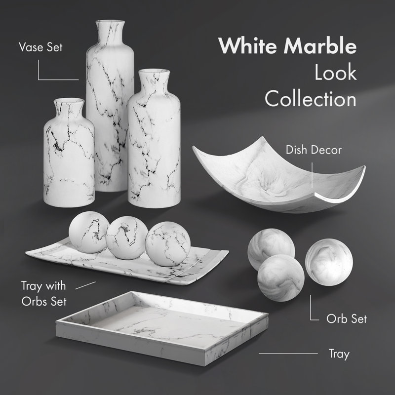 Table basse décorative en marbre blanc Creative Scents pour salon / salle à manger, Blanc