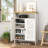 Multi-Functional Mdf Shoe Cabinet With 5-Layer Shelves And Open Storage, White And Natural