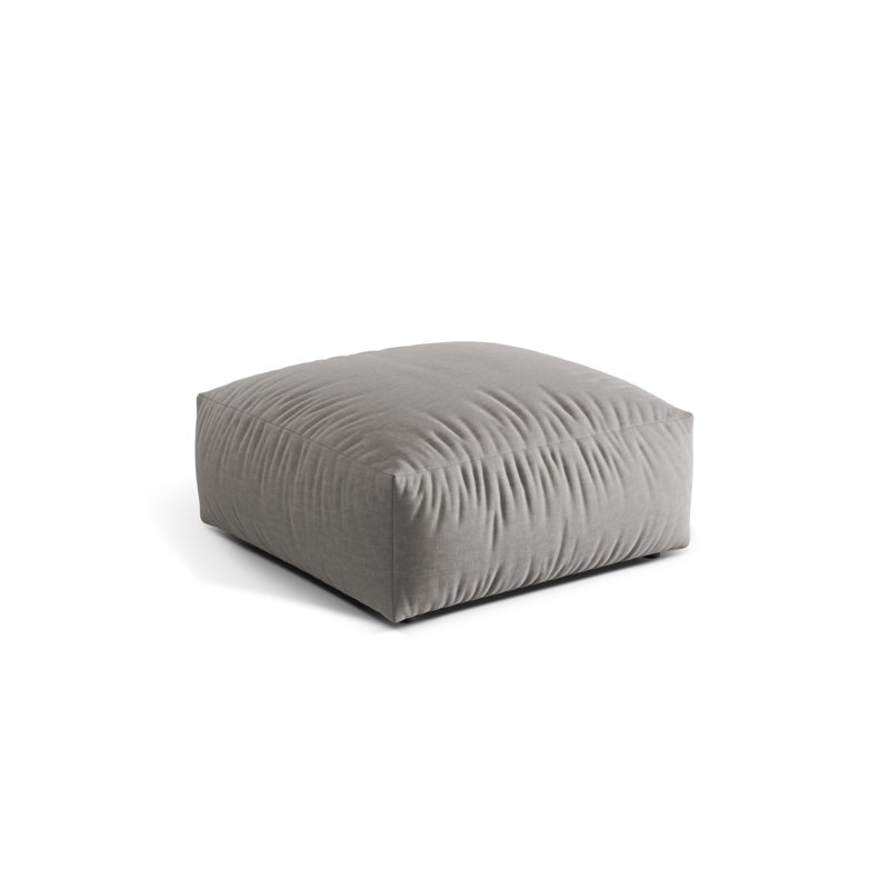 Carlens 106cm Wide Solid Colour Pouffe Ottoman, Light Grey