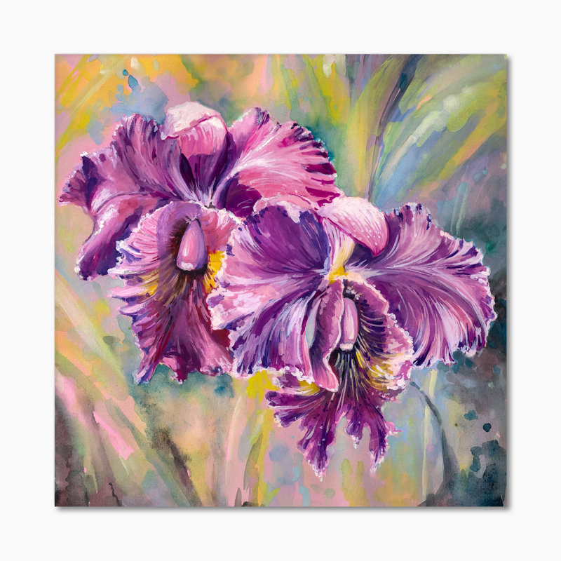 Fleurs d'orchidées - On, H 36 po x l 36 po x P 1,5 po, Toile tendue