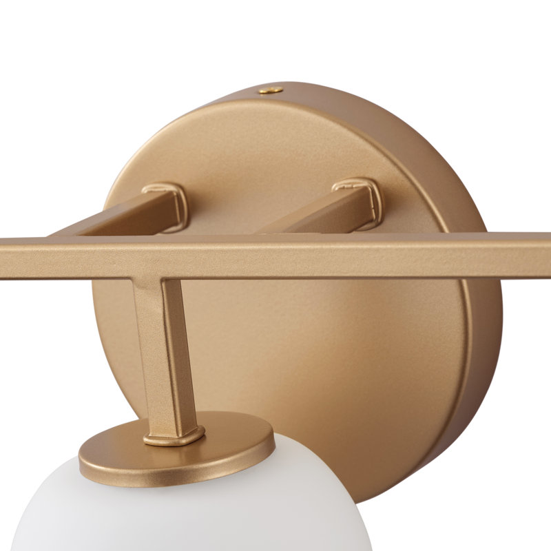 3 Light Brushed Gold Bathroom Light Fixtures with Frosted Glass