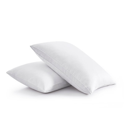 Goose Feather & Down Pillow, 2-Pack – Plush Medium Support Pillows for Back & Side Sleepers