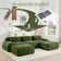 Modular U-Shaped Sectional Cloud Couch With Ottoman, Plush Corduroy, No Assembly Required, Big Comfy Couches Set With Fluffy Memory Foam