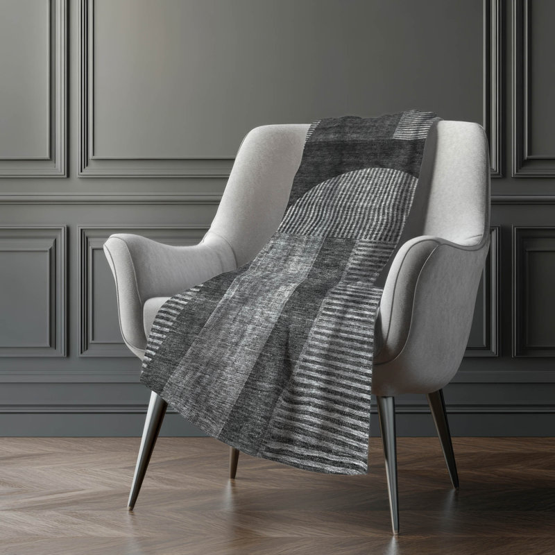 Jeté art déco Addison Sherpa ASB711, Gris anthracite