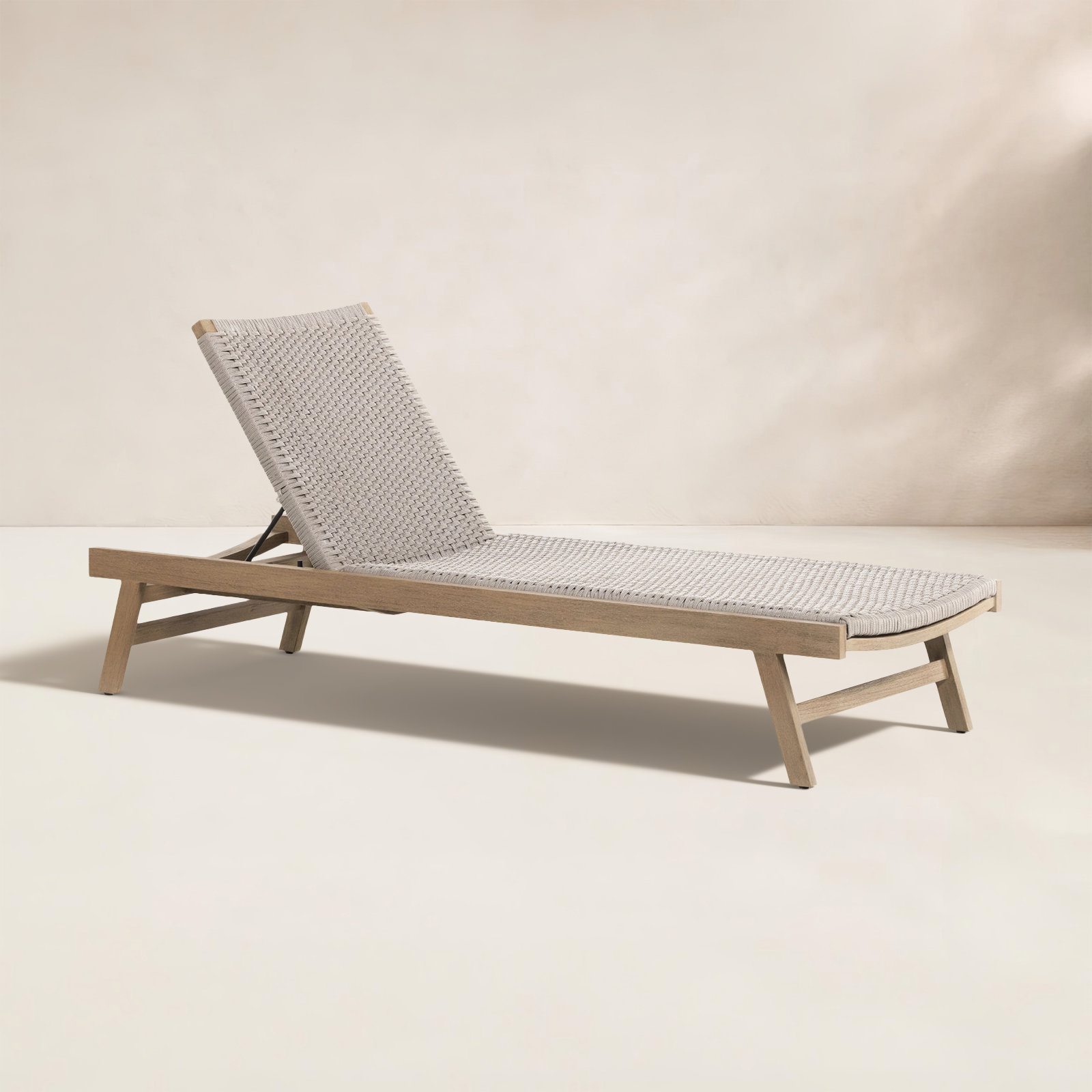 Neecy 27.5'' Outdoor Teak Chaise Lounge, Washed Brown/Gray