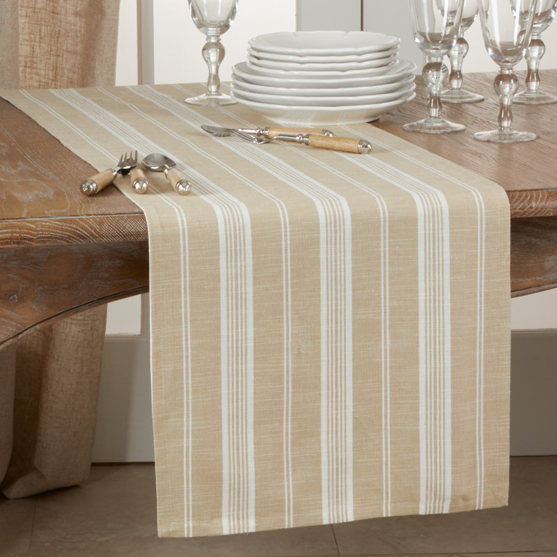 Chemin de table en coton Calera, Kaki