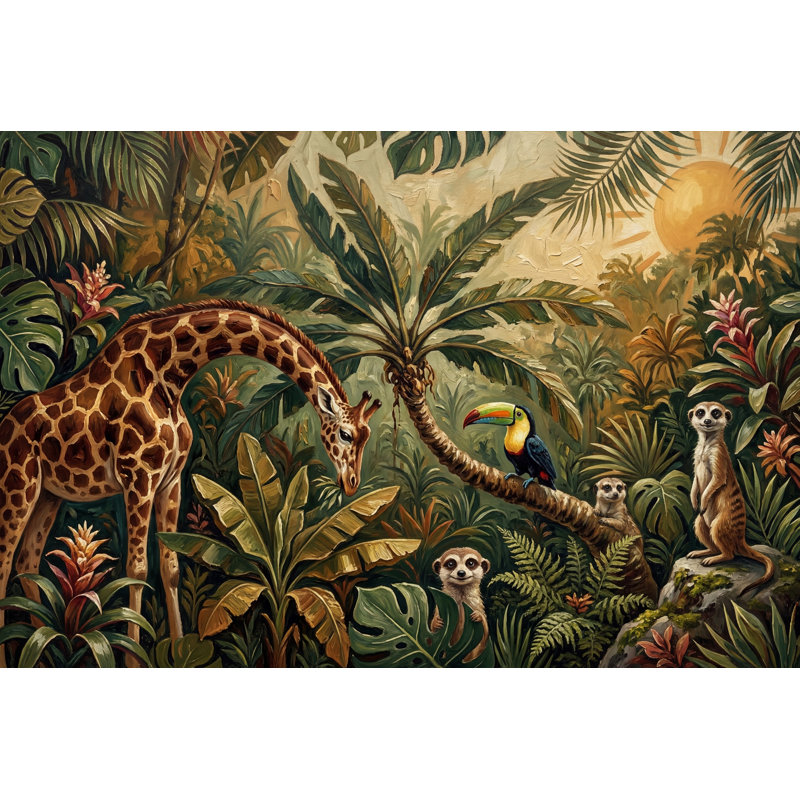 Papier peint girafe tropical, Non-Woven Nonpasted, 200 po x 120 po