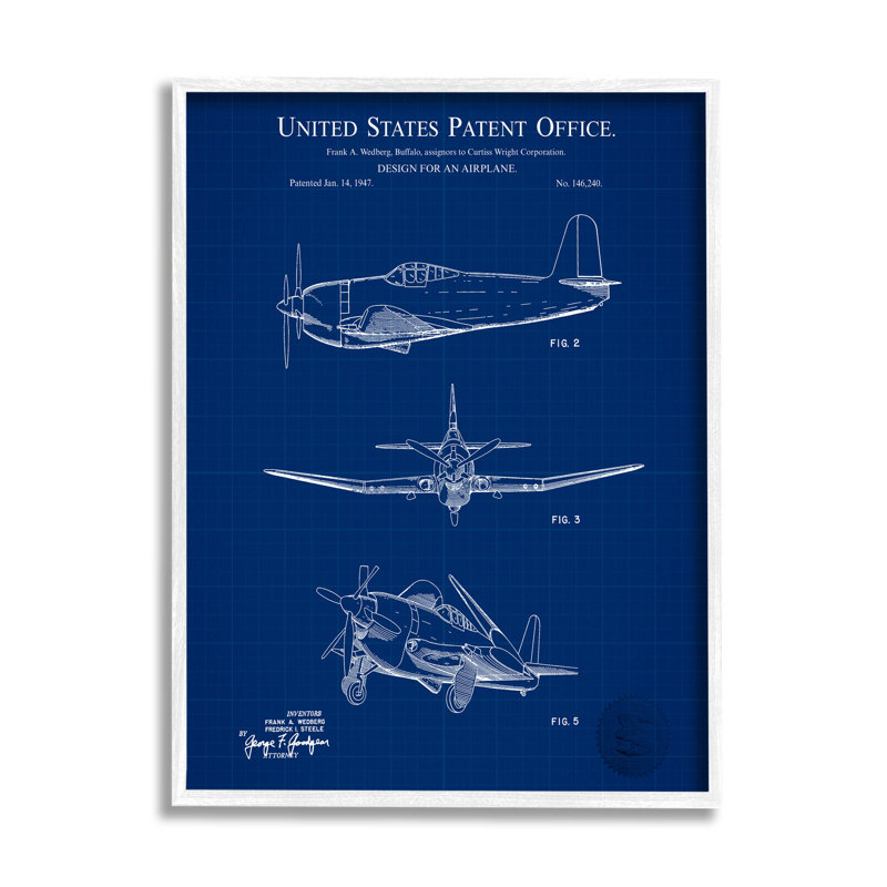 Schéma de l'avion Blueprint, giclée sur toile, par Karl Hronek, H 30 po x l 24 po x P 1,5 po
