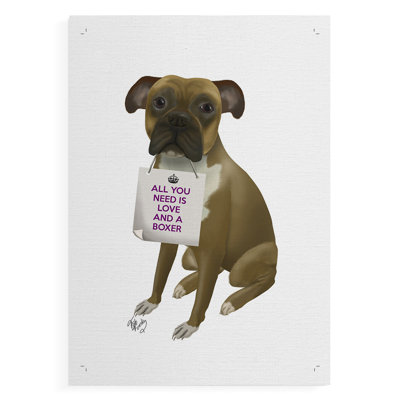 Love and Boxer -Canvas Print Only - NOT FRAMED