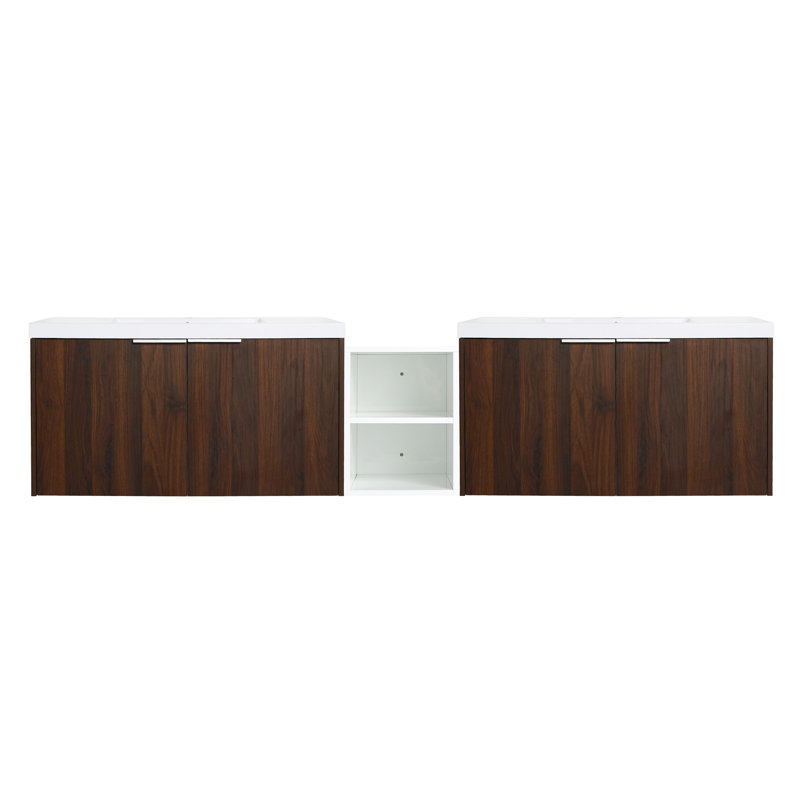 84 Inch Soft Close Doors Bathroom Vanity With Sink, Walnut