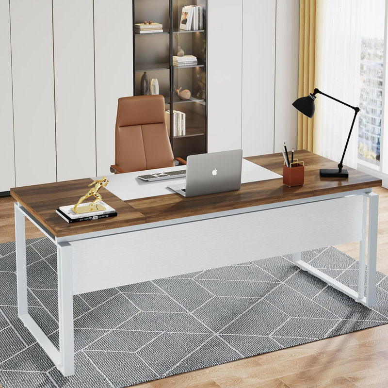 Bureau d'écriture rectangulaire l 62,99 po Loubert, Brun / blanc