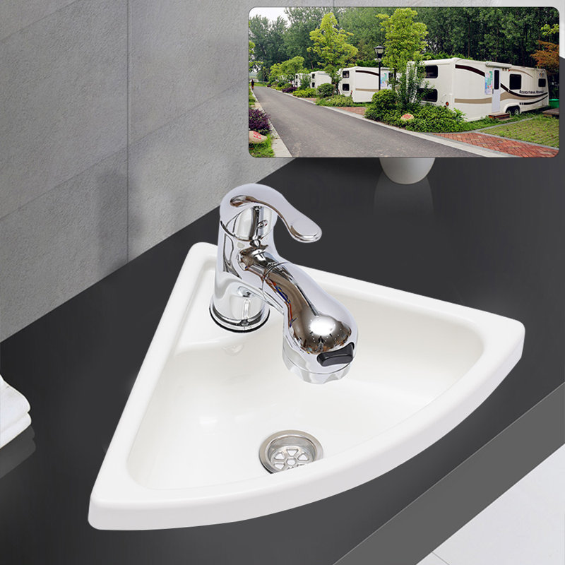 Acrylic Kitchen Sink RV Triangular Sink With Faucet