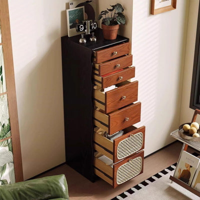 Commode d'appoint rétro tissée en rotin