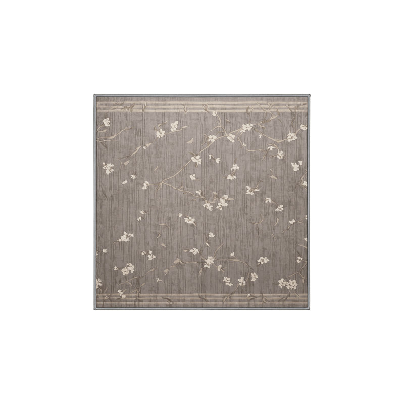 Machine Washable Gray Area Rug, Square 4'