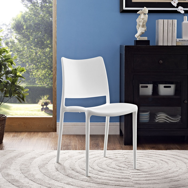 White Low Plastic Modern Side Chair