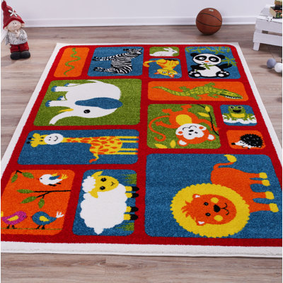 Rouge géométrique/tapis décoratif orange Kindig