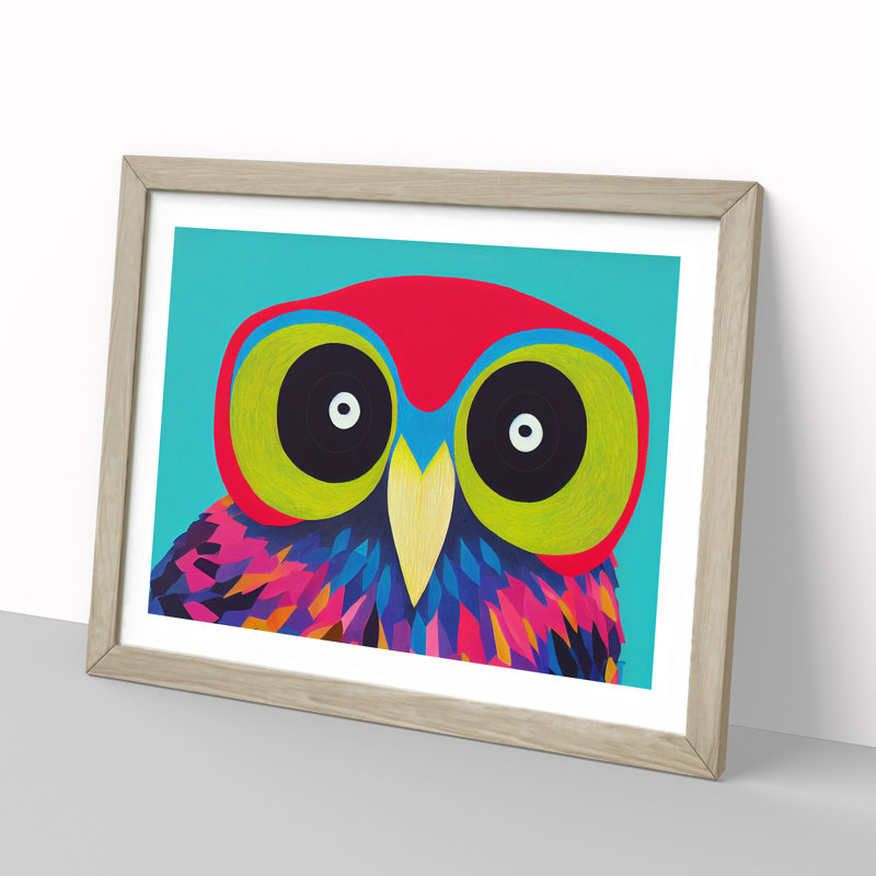 Bold Abstract Owl Vol.1 - Single Picture Frame Print, 34cm H x 46cm W x 2cm D, Oak Framed