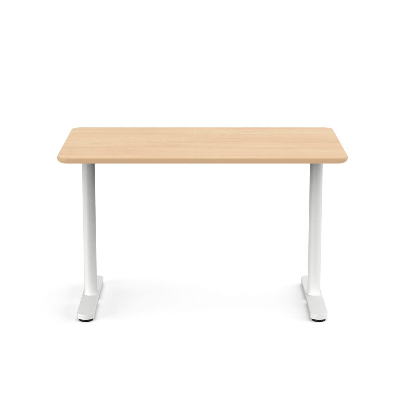 Raise Fixed Height Desk, White/Natural Oak, 29" H x 48" W x 30" D