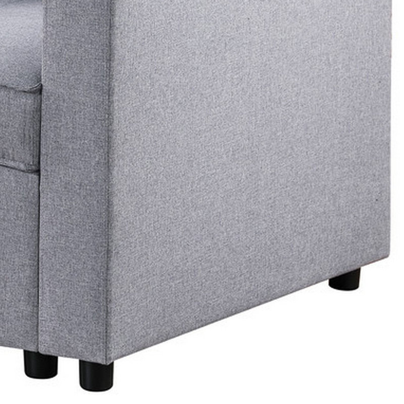 Chaise convertible en lin 33,25 po de largeur, Mélange de polyester gris clair