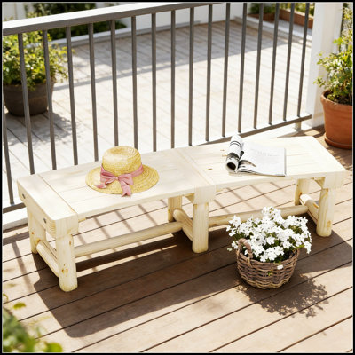 Banc d'extérieur en bois semi-circulaire, siège de jardin rustique avec vernis imperméable et capacité de poids élevée