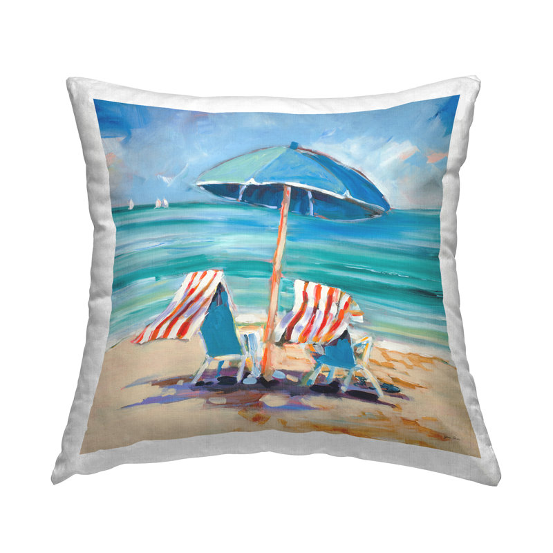 Caribbean Delight Beach Scenery Printed Throw Pillow Design By Jane Slivka