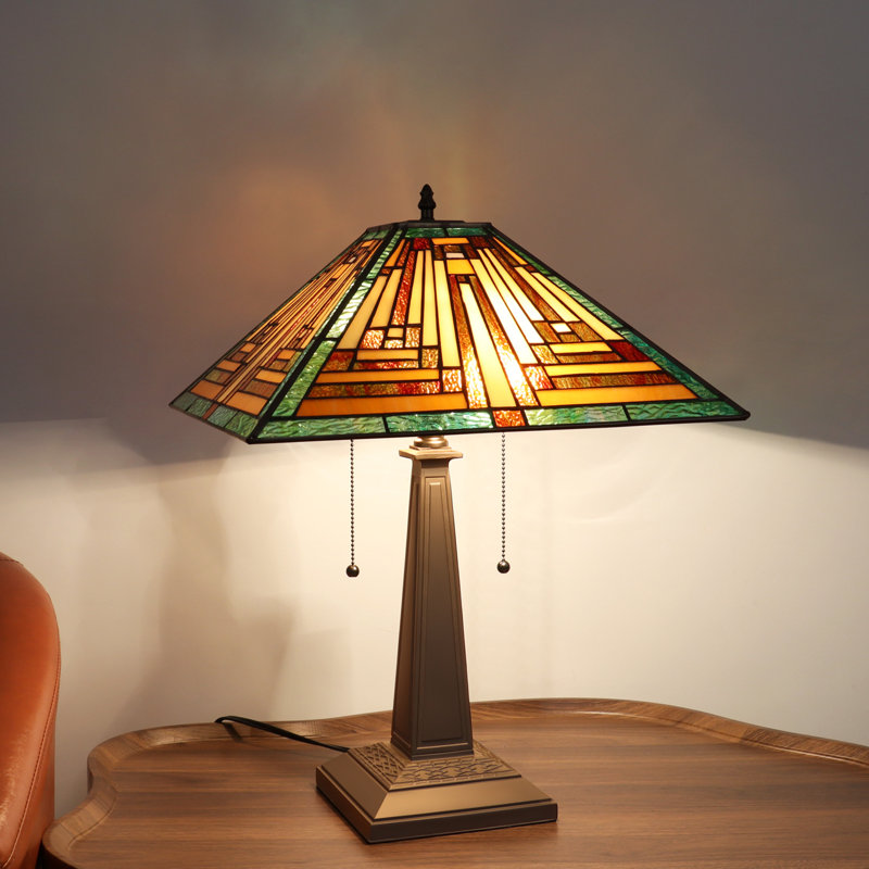 CHLOE Lighting FIRMAN Tiffany-Style 2-Light Mission Table Lamp 16" Shade