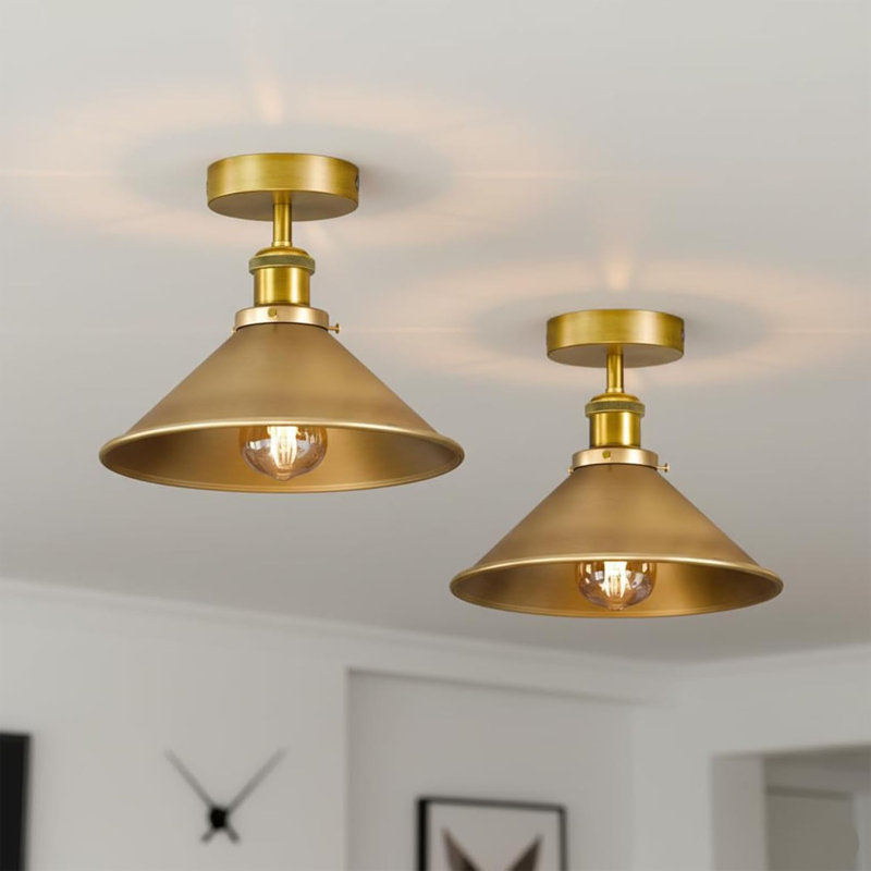 Semi Flush Mount, Yellow Brass, Yellow Brass