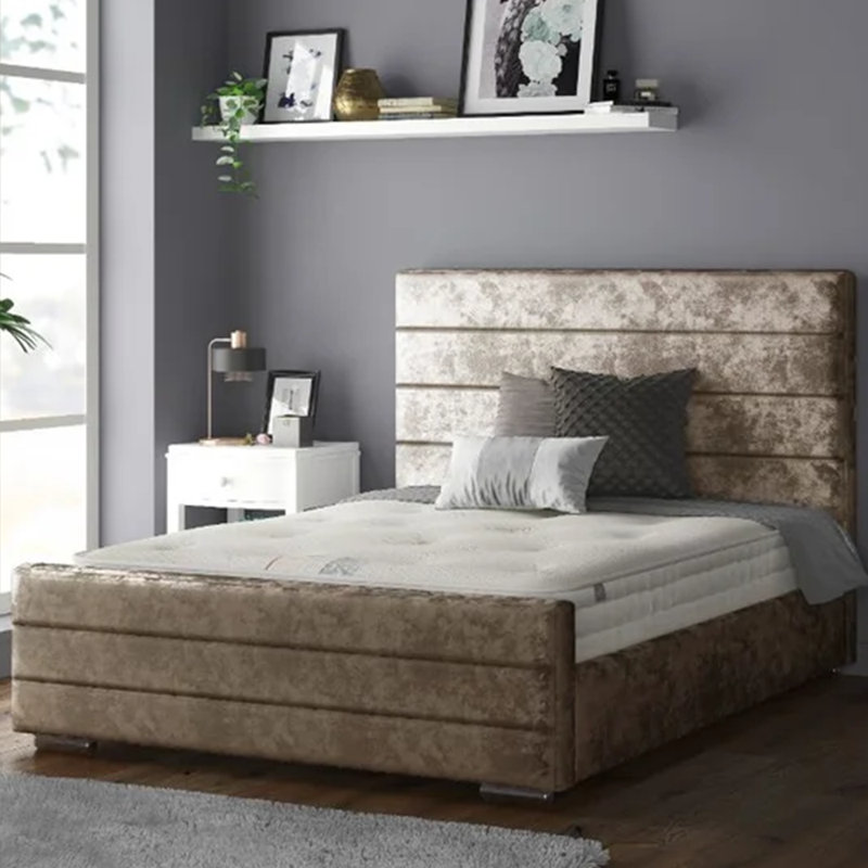 Desmarie Upholstered Velvet Bed, Kingsize (5'), Truffle