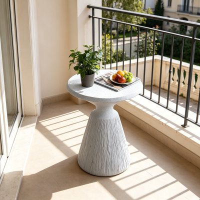 Cement Outdoor End Tables For Patio, Gardenaccent Table, Modern Small Round Side Tablefor Outside, Tree Stump Garden Stool Drumtable Indoor And Outdoor
