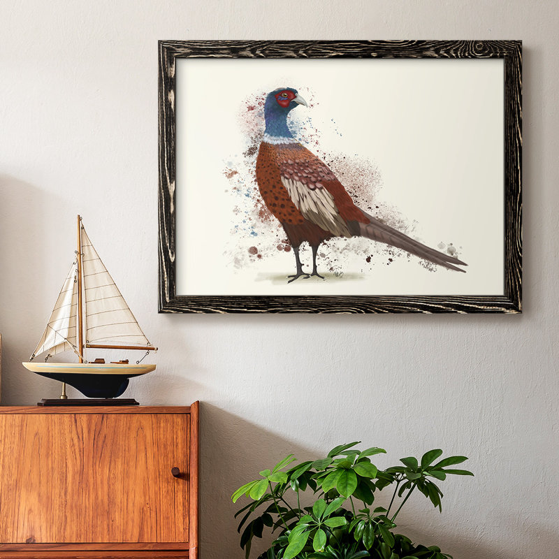 Pheasant Splash 5, peinture sur toile encadrée, H 14 po x l 20 po x P 1,5 po, Noir